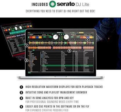 Numark Mixtrack Platinum FX Serato DJ Controller with Jog Wheel Displays, 4 Decks, Mixer, Effects Paddles and (Audio Interface)